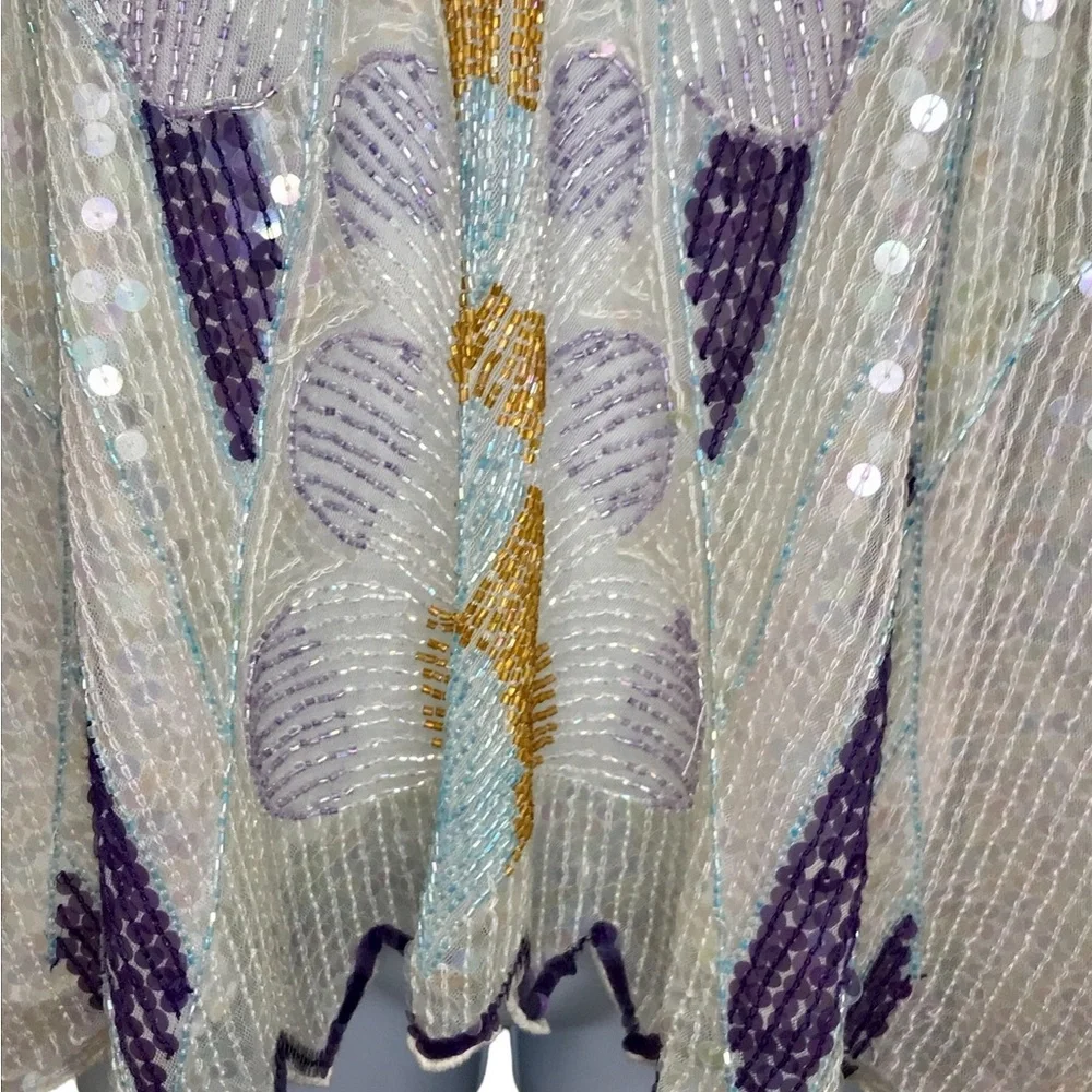 FREE PEOPLE Rare Asymmetrical Beaded Sequin Camisole Top - Picture 9 of 17